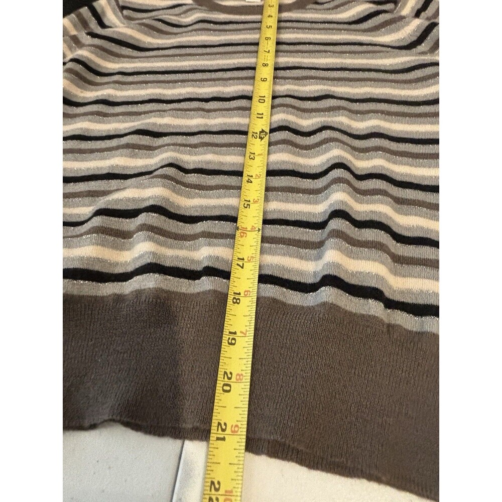 Calvin Klein Wool Knit Sweater Striped Y2K gal stretch Long sleeve Size M Retro - Picture 5 of 13